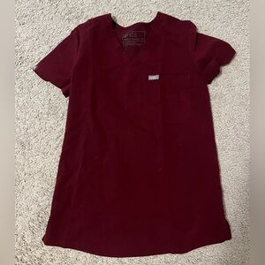 Figs Catarina One Pocket Deep Red Scrub Top